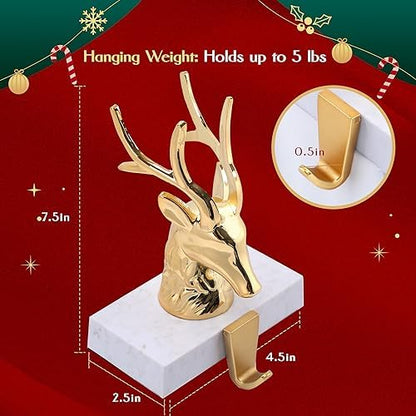 Christmas Stocking Holders for Mantle Set of 2, Reindeer Metal Mantel