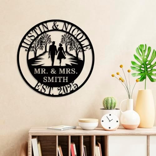 Personalized Couple Metal Sign, Custom Wedding or Anniversary Sign