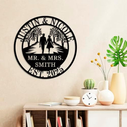 Personalized Couple Metal Sign, Custom Wedding or Anniversary Sign