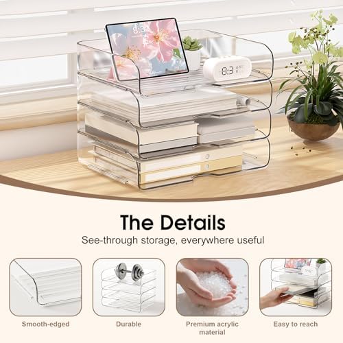 4-Tier Paper Organizer Desk Organizer Acrylic Paper Tray