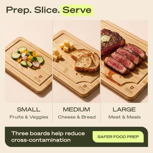 ROYAL CRAFT WOOD Wooden Cutting Boards for Kitchen Meal Prep & Serving