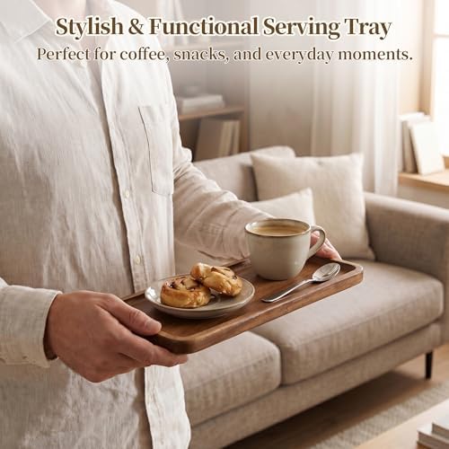 Small Wooden Tray | Acacia Wood Serving Tray Platter Mini Vanity Tray