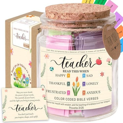Bible Verse Jar for Teacher – 92 Color-Coded Bible Verse, Teacher