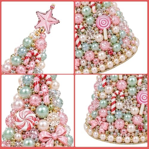 DIY Beaded Christmas Tree Craft Kit,3D Pearl Bead Craft Set for Adults