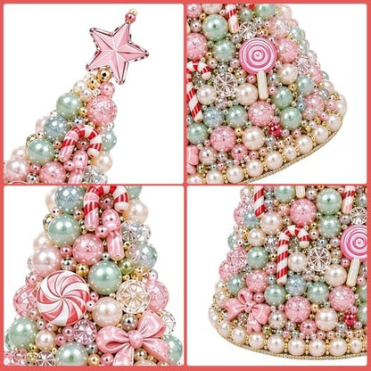 DIY Beaded Christmas Tree Craft Kit,3D Pearl Bead Craft Set for Adults