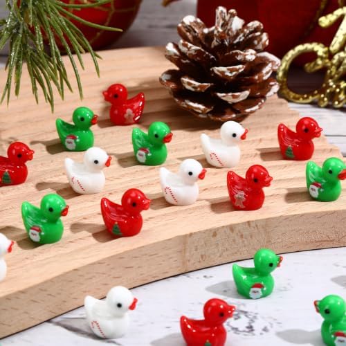 100 Pack Mini Christmas Resin Ducks Resin Figurines Party Favors