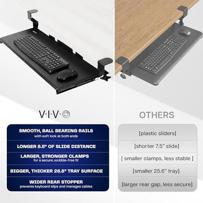 VIVO Black Clamp-on 27 x 11 in Keyboard Tray, MOUNT-KB05E