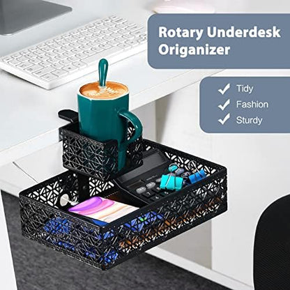 Under Desk Drawer, Clamp on Desk Organizer Cup Holder Hanging Desk