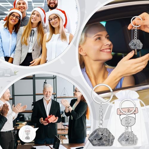 30 Set Inspirational You Rock Gift Smile Stone Keychain with Positive
