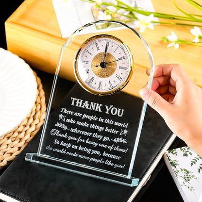 Movdyka Thank You Gifts for Men Crystal Clock Appreciation Plaque