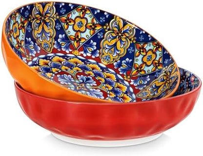 vancasso Large Serving Bowls,78 Oz Salad Bowls Set of 2, Red