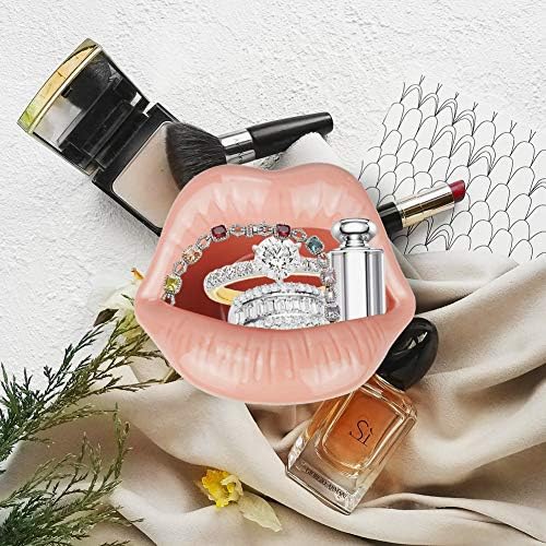 Trycooling Ceramic Red Lips Lipstick Ring Holder, Pink