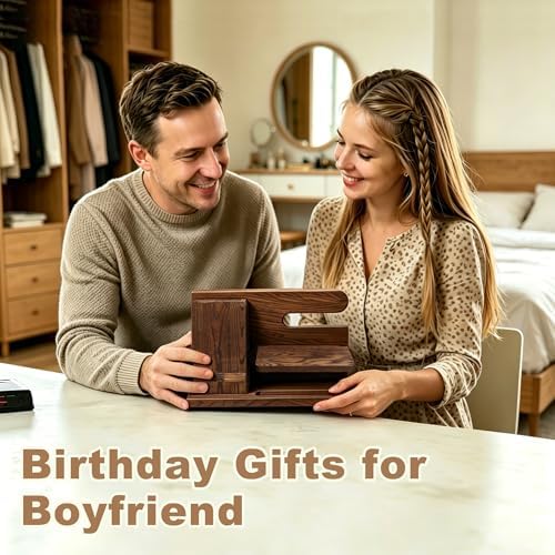 Gifts for Men Wood Phone Docking Station Birthday Gift for Men