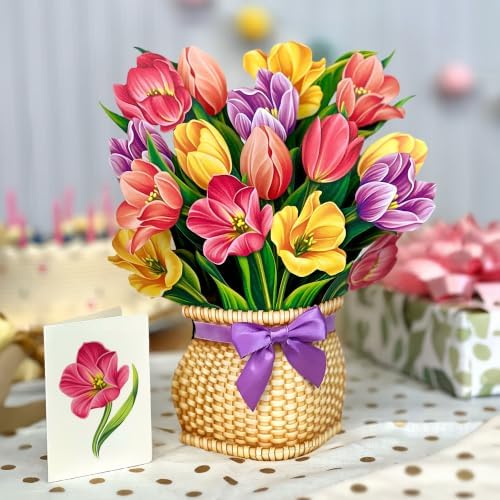 Freshcut Paper Festive Tulips 12" Life-Sized 3D Pop Up Card