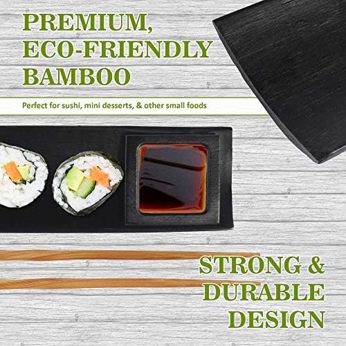 BambooMN 6 Piece, 2 Sets of 7" Reusable, Eco-Friendly, Black Bamboo
