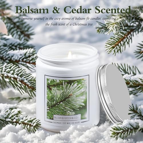 Homsolver 7OZ Balsam Fir Pine Candle, Christmas Scented Candles