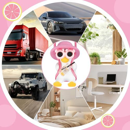 Swinging Duck Car Hanging Ornament, Pink Car Rear View Mirror