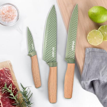 Kitchen Knife Set, Retrosohoo 6-Pieces Green Sharp Knife Set for