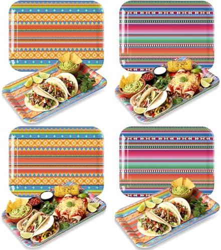 Vesici 6 Pack Mexican Melamine Serving Trays, 13 x 10 in Aztec