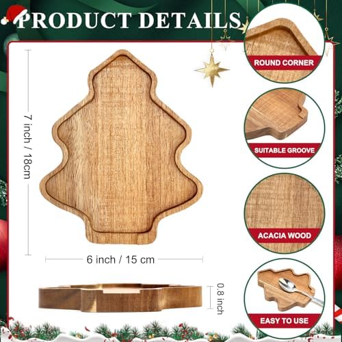 Tree Christmas Spoon Rest for Counter Acacia Wood Spoons Holder Stove