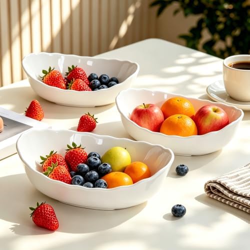 Ceramic Fruit Bowl for Kitchen Counter - 3 Tier Modern Fruit Basket