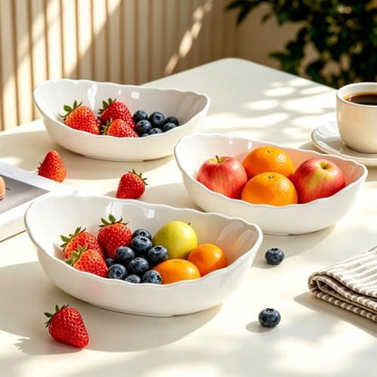 Ceramic Fruit Bowl for Kitchen Counter - 3 Tier Modern Fruit Basket