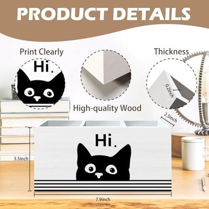 DILSJ Funny Black Cat Pen Pencil Holder Organizer for Desk, Black Cat