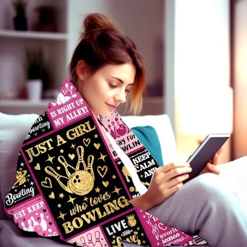 Bowling Blanket Throw Gifts for Women Men Sport Stuff Blankets Bedding