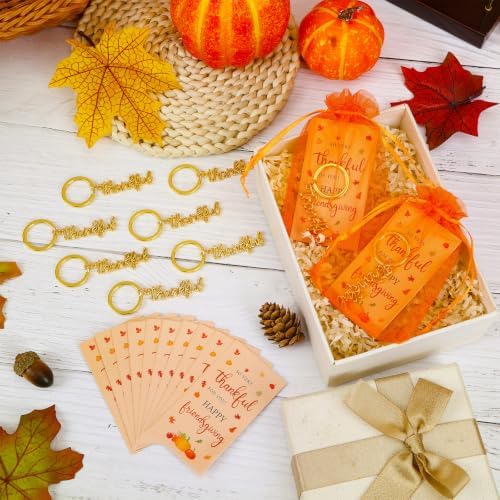 12 Pcs Fall Thanksgiving Gold Keychains Thank You Gifts Bulk