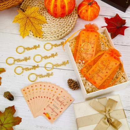 12 Pcs Fall Thanksgiving Gold Keychains Thank You Gifts Bulk