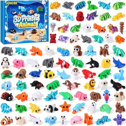 JOICEE 108Pcs Mini 3D Printed Animals Articulated Flexible Fidget Toys