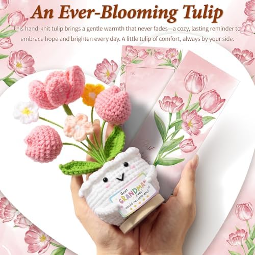 Emotional Support Crochet Positive Tulip Flower Appreciation Gift for
