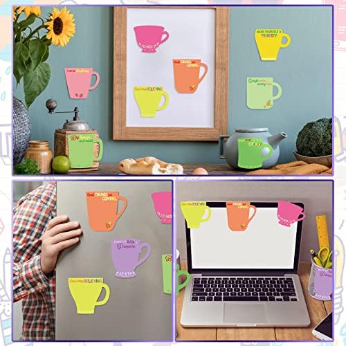 Sinmoe 24 Pcs Coffee Cup Sticky Notes, Lovely Color, Inspirational