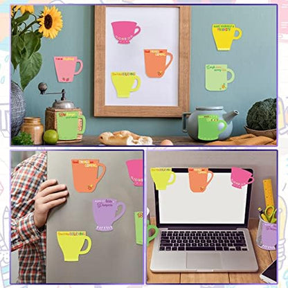 Sinmoe 24 Pcs Coffee Cup Sticky Notes, Lovely Color, Inspirational