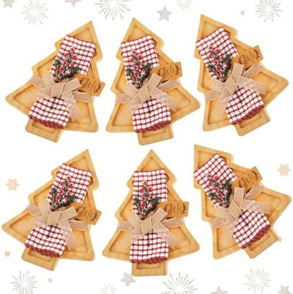 FoldTier 6 Set Christmas Serving Platter Set Bamboo Tray