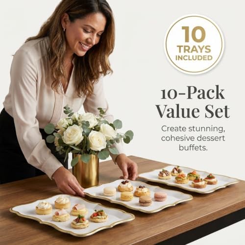 Decorative Gold Rim Display Trays 10 Pack 9 x 13 Inch Cardboard