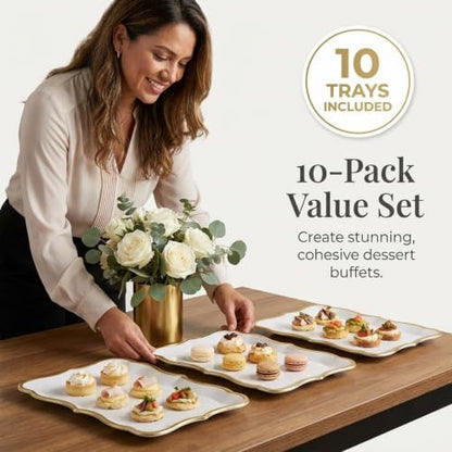 Decorative Gold Rim Display Trays 10 Pack 9 x 13 Inch Cardboard
