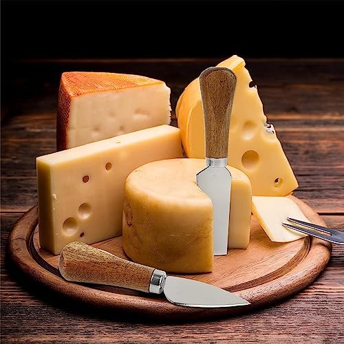 6 Piece Cheese Knives Set with Wooden Handle, Mini Steel Stainless