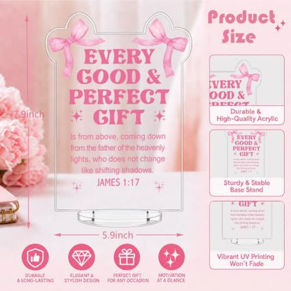 Pink Bow Gifts Christian Desk Accessories Bible Verse Acrylic Sign