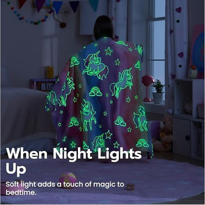 Joiedomi Glow in The Dark Blanket - Unicorns Gifts Toys for Girls Age