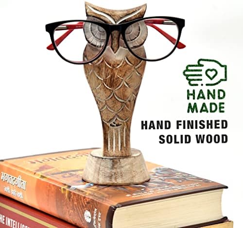 KSJONE Gift Packaged Unique Owl Spectacle Holder Wooden Eye glasses