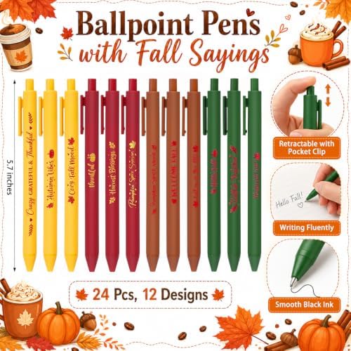 24 Set Fall Coffee Cup Sticky Notes and Pens Thanksgiving Party Gift