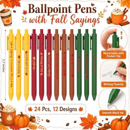 24 Set Fall Coffee Cup Sticky Notes and Pens Thanksgiving Party Gift