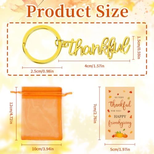 12 Pcs Fall Thanksgiving Gold Keychains Thank You Gifts Bulk