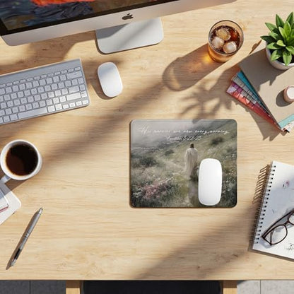 Christian Jesus with Lamb His Mercies are New Every Morning Mouse Pad