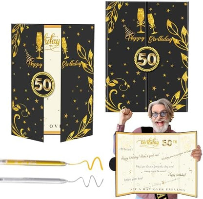 50th Birthday Guest Book Black Gold Party Decorations