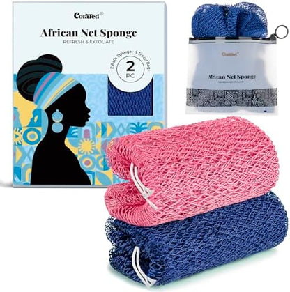 CORATED African Net Sponge Authentic, Shower Loofah Exfoliating Bath