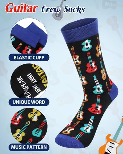 Haysandy 6 Pairs Funny Music Guitar Socks Gifts for Men Music Lover