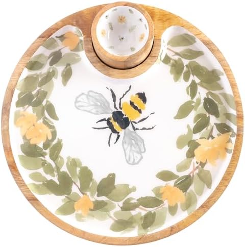 Boston International Round Platter Mango Wood Serving Dish with