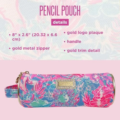 Lilly Pulitzer Pink Pencil Pouch Holder, Cute Travel Bag/Case with